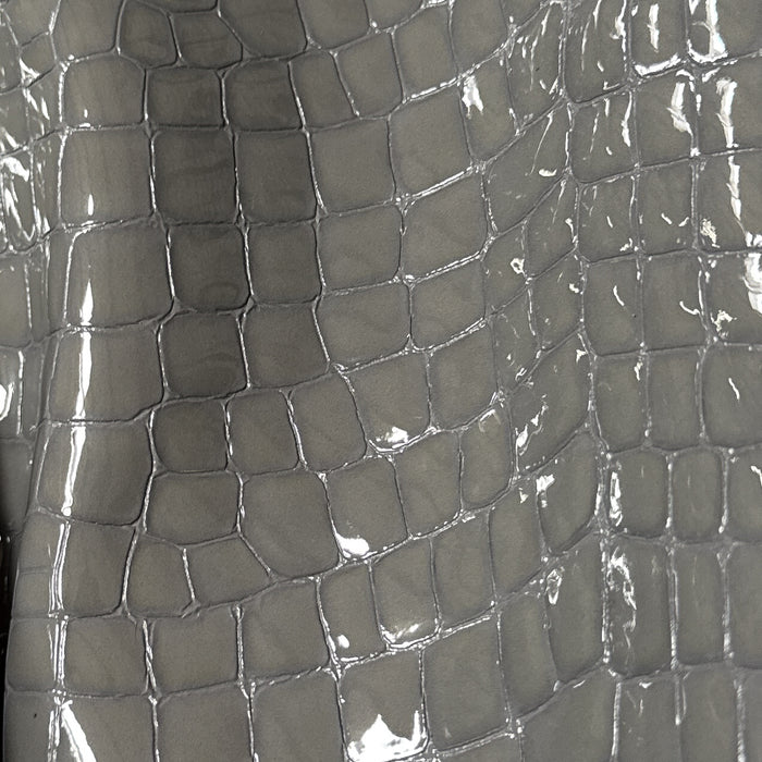 Italian Leather Side - Dark Gray Croc Embossed