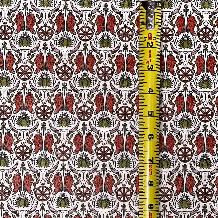 Cow Skull, Cowboy Boot,  Cacti Marine Vinyl Faux Leather