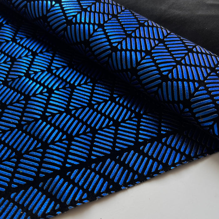 Art Deco Chevron Texture Faux Leather - Blue