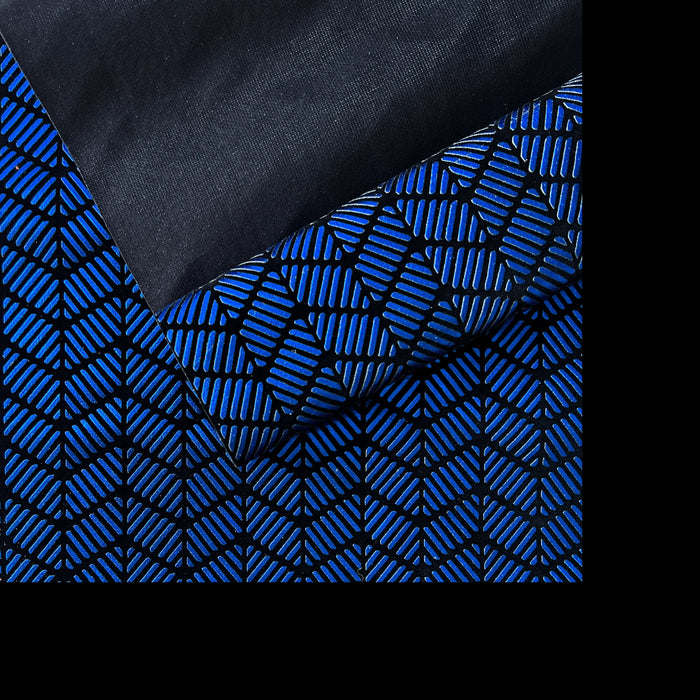 Art Deco Chevron Texture Faux Leather - Blue