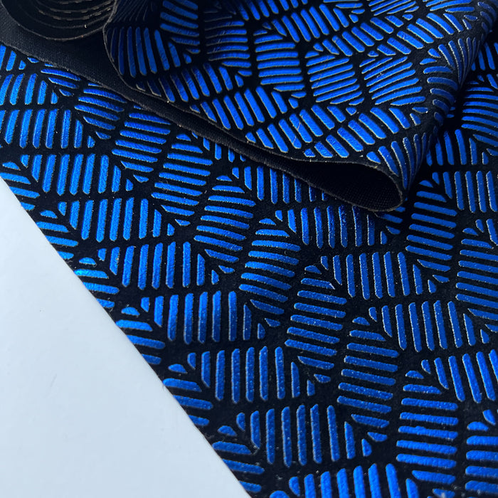Art Deco Chevron Texture Faux Leather - Blue