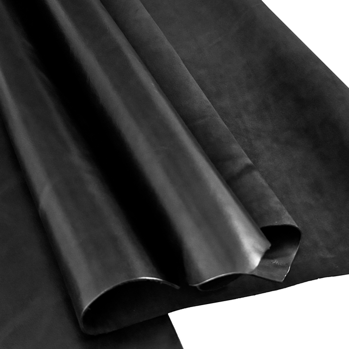 Black Distressed Cowhide Leather