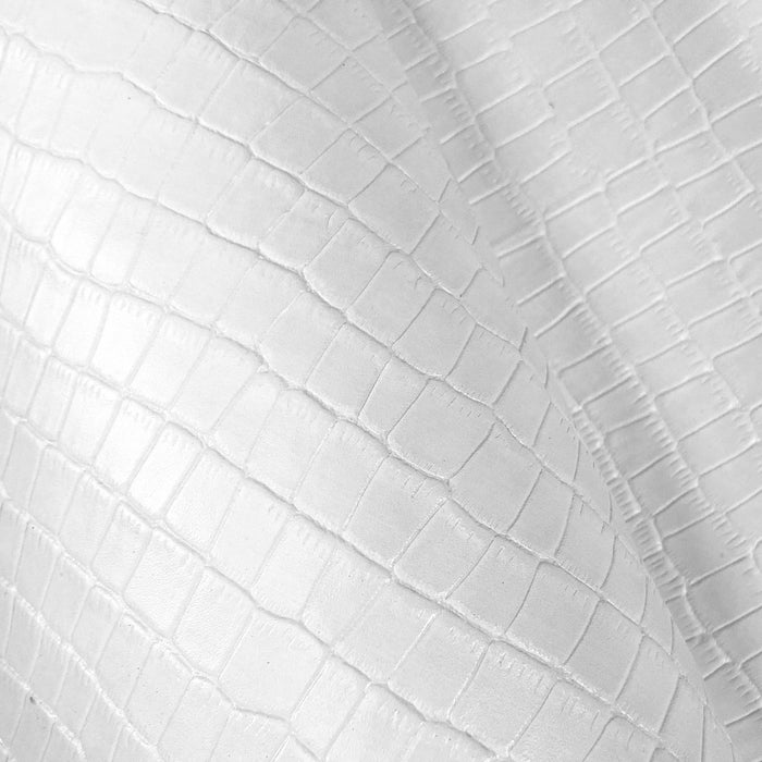 Close Up White Croc Embossed Leather