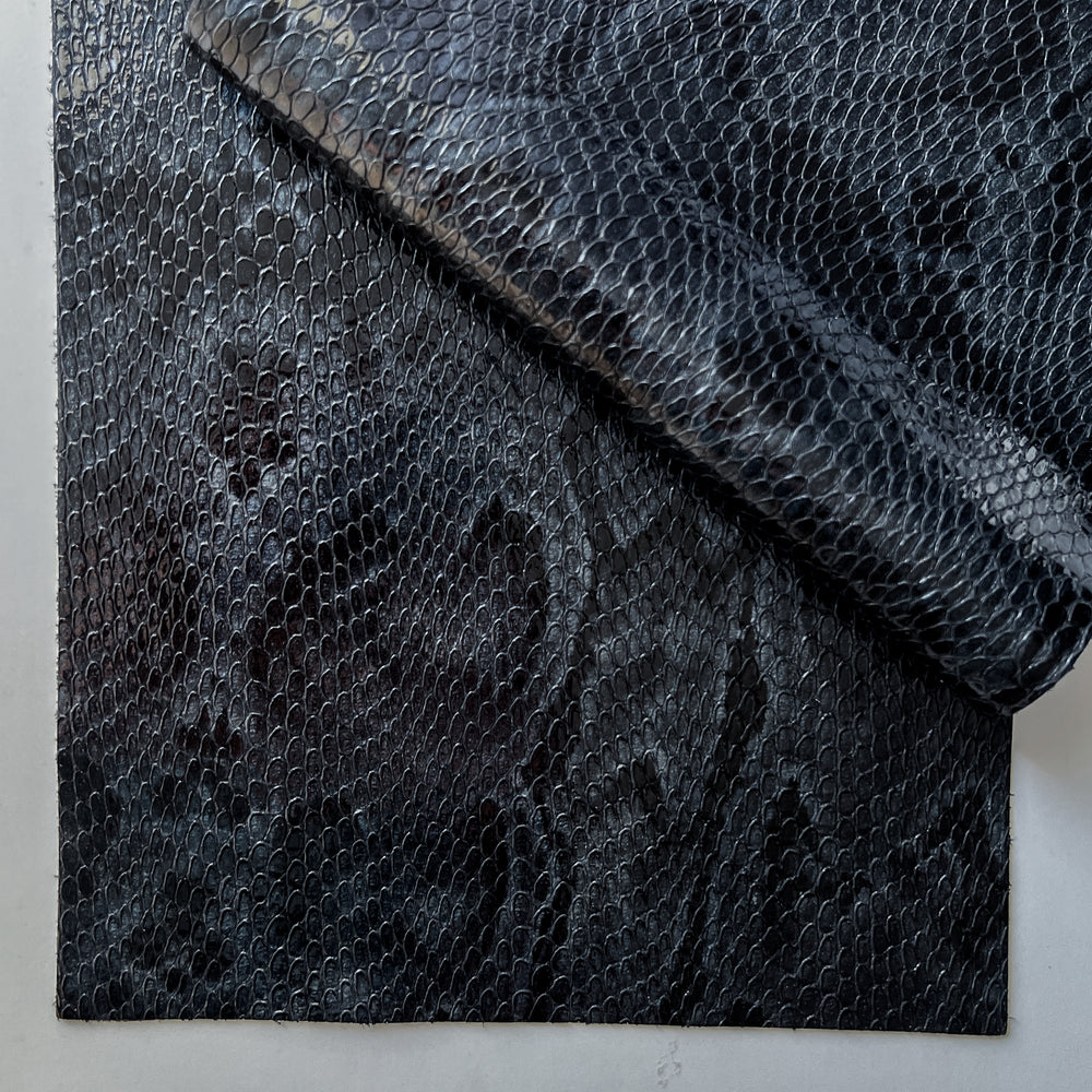 Snake Embossed Leather Panel - Dark Grey