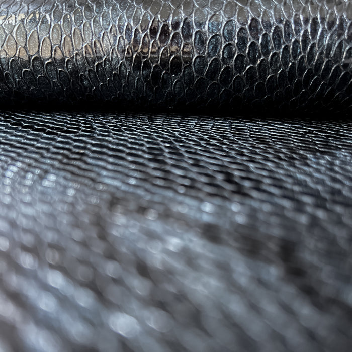 Snake Embossed Leather Panel - Dark Grey