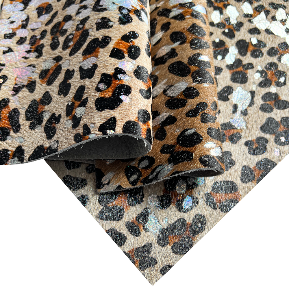 Iridescent Acid Wash Leopard Hair-On Panels