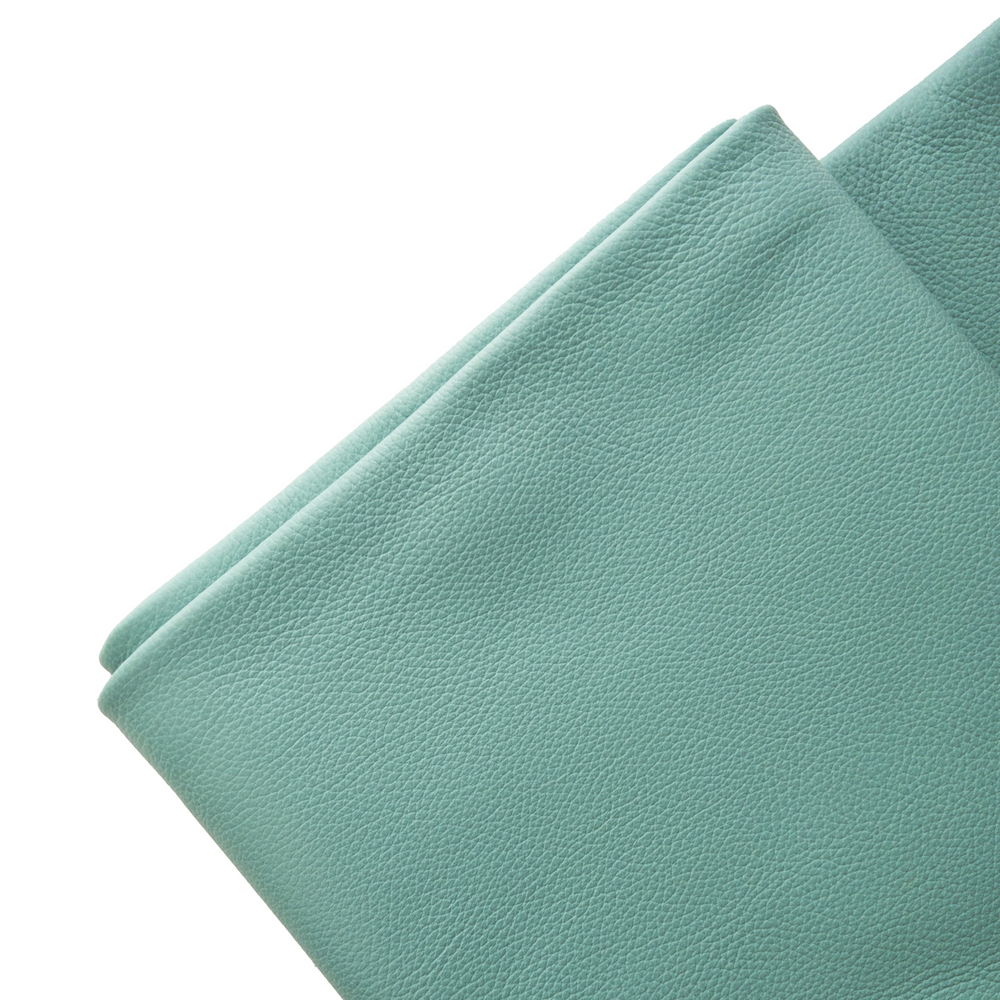 Pebble Grain Cowhide Leather Hide in Light Teal