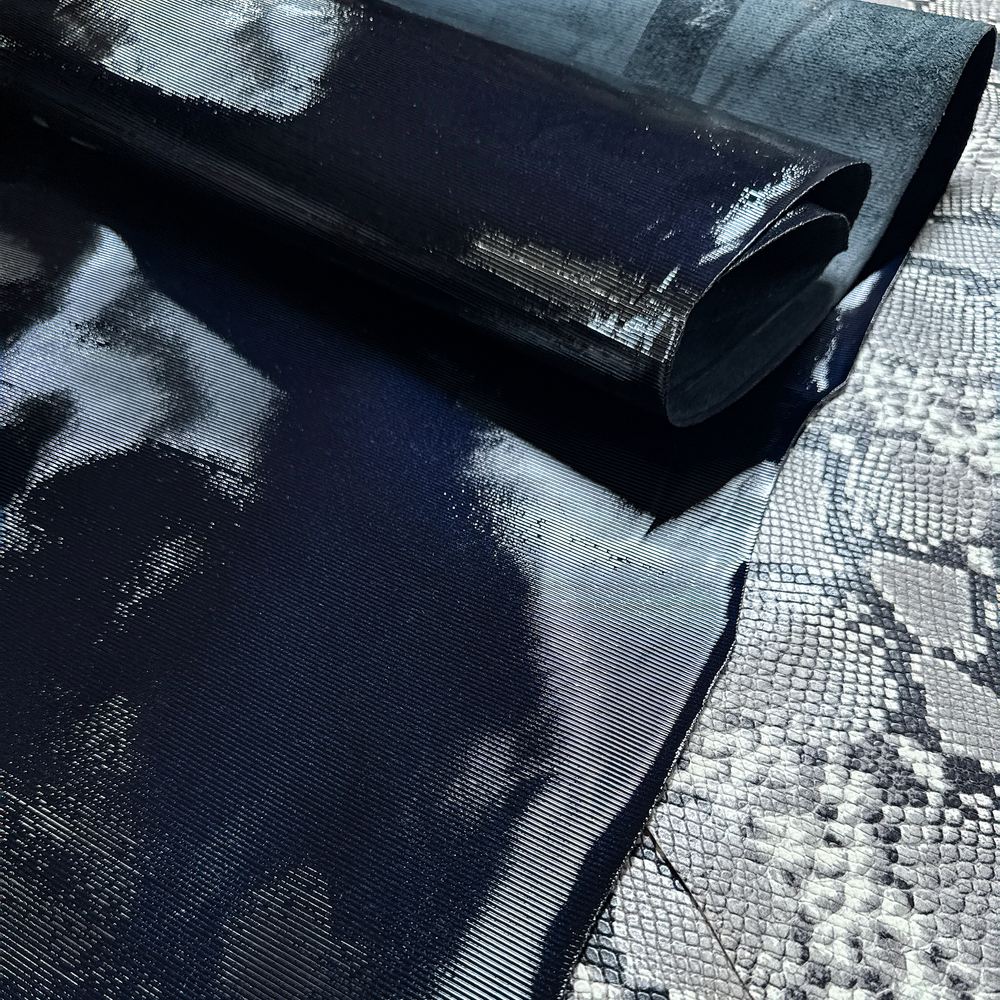 Italian Leather - Embossed Navy Blue
