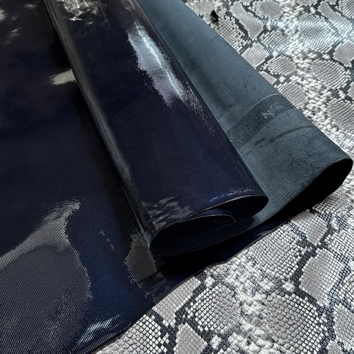Italian Leather - Embossed Navy Blue