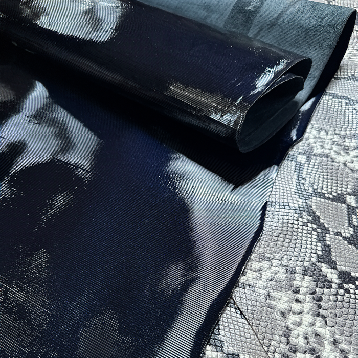 Italian Leather - Embossed Navy Blue