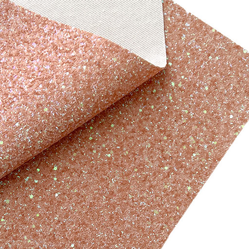 Sandy Beach Peach Glitter Faux Leather Sheet