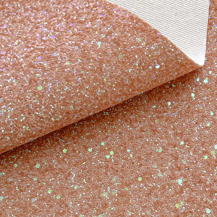 Sandy Beach Peach Glitter Faux Leather Sheet