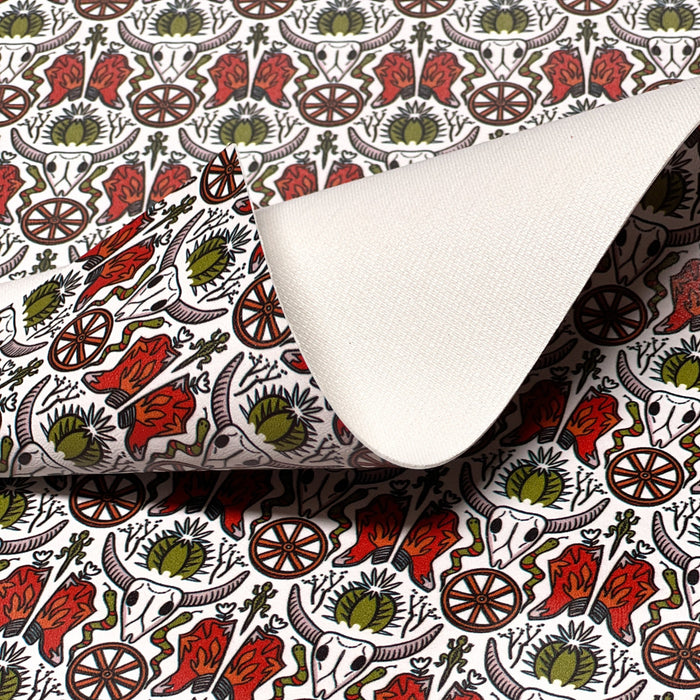 Cow Skull, Cowboy Boot,  Cacti Marine Vinyl Faux Leather