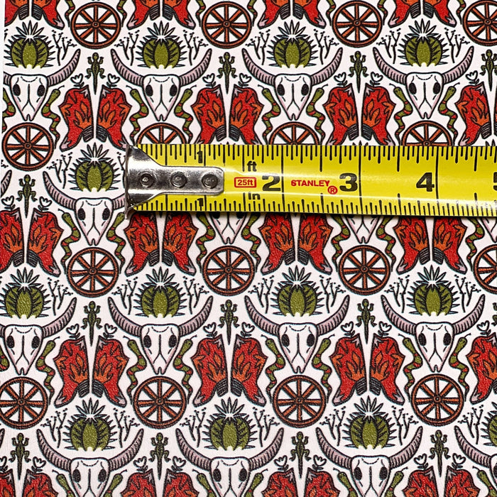 Cow Skull, Cowboy Boot,  Cacti Marine Vinyl Faux Leather