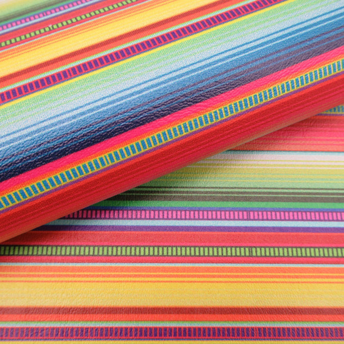 Neon Braided Serape Printed Marine Vinyl Faux Leather