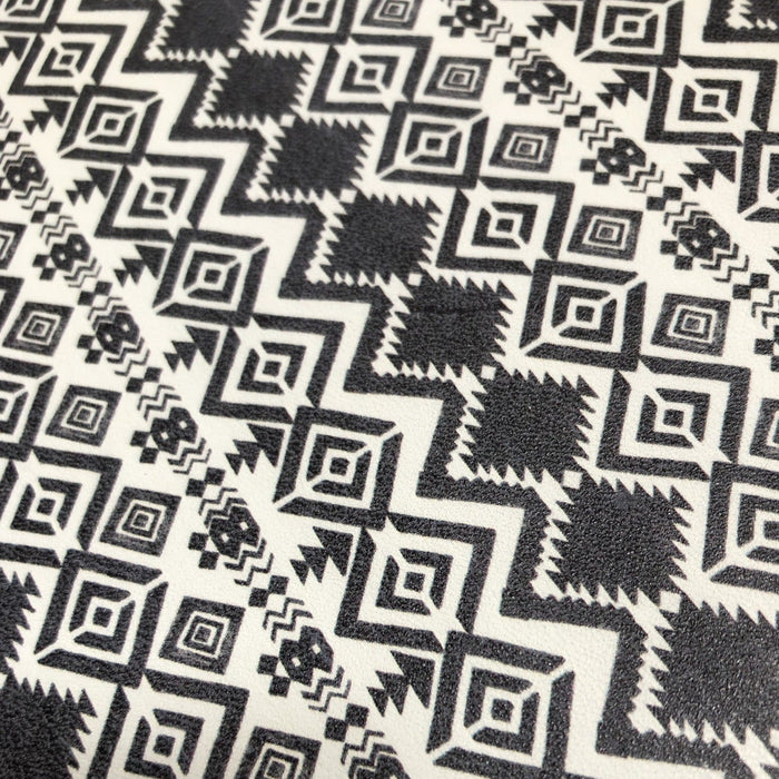 Rustic Black Aztec Printed Leather