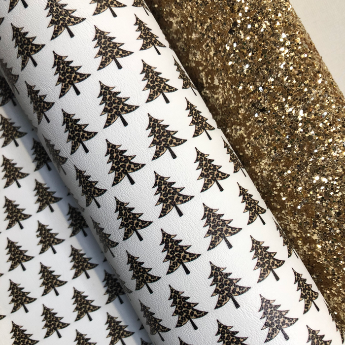 Leopard Holiday Tree Marine Vinyl Faux Leather