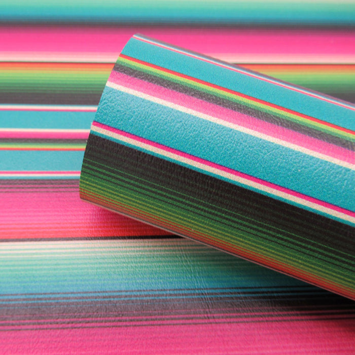 Hot Pink & Turquoise Serape Printed Marine Vinyl Faux Leather