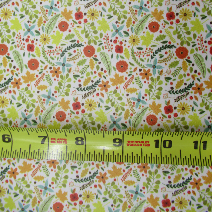 Fall Floral Printed Marine Vinyl Faux Leather