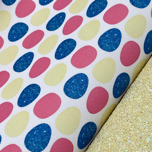 Large Faux Leather Sheet - Spring Easter Eggs - 10"x 13.25"