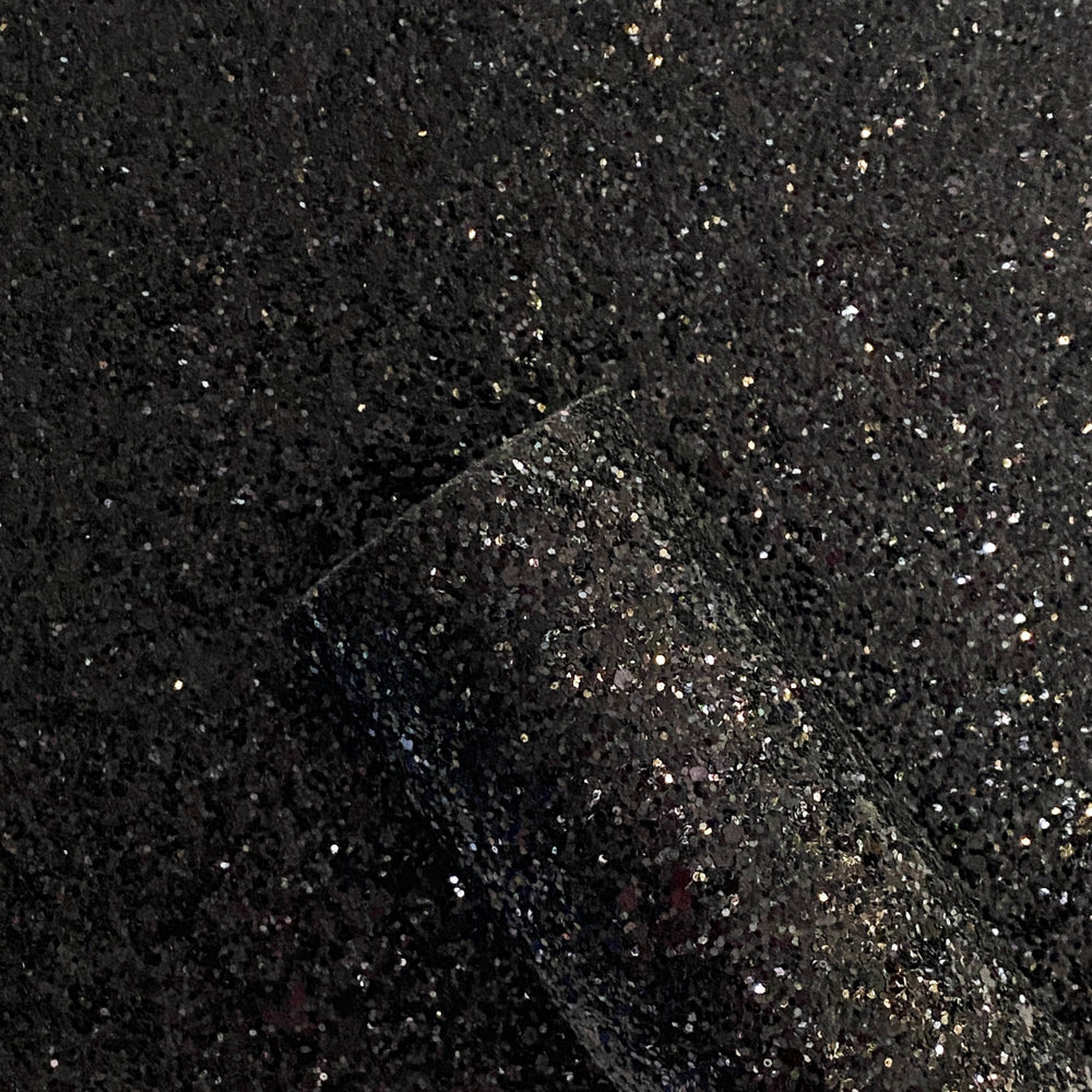 Black Chunky Glitter Faux Leather Sheet