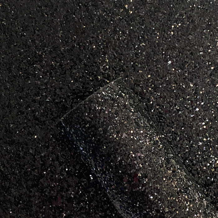 Black Chunky Glitter Faux Leather Sheet