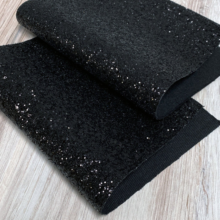 Black Chunky Glitter Faux Leather Sheet