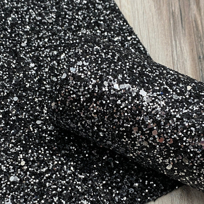 Glitter Fabric Sheet - Black & Silver
