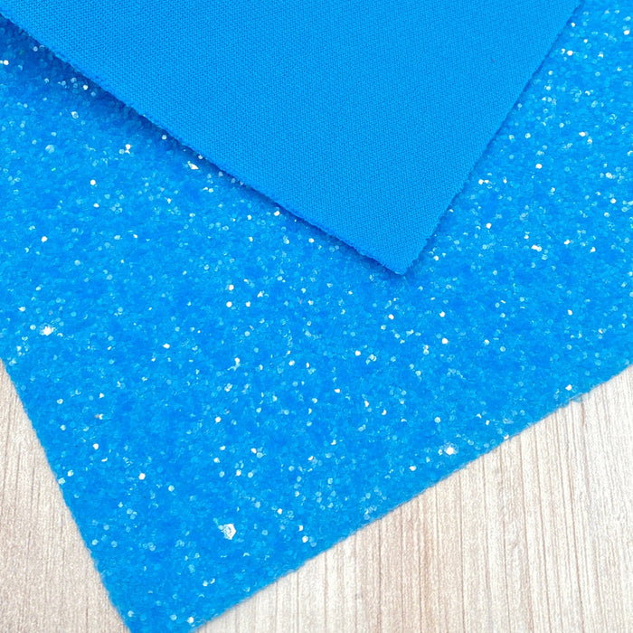 Blue Crush Neon Glitter Fabric Sheet - Faux Leather