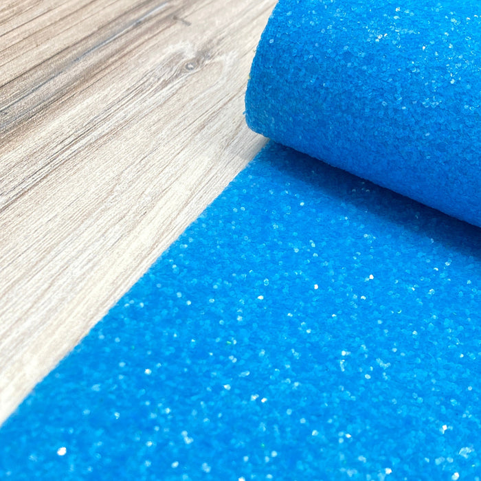 Blue Crush Neon Glitter Fabric Sheet - Faux Leather