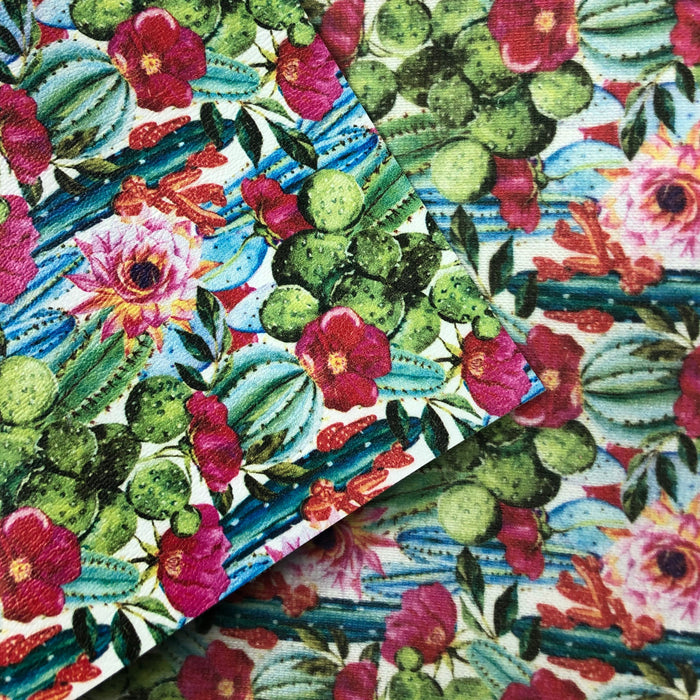 Bright Up Close Cactus Marine Vinyl Faux Leather