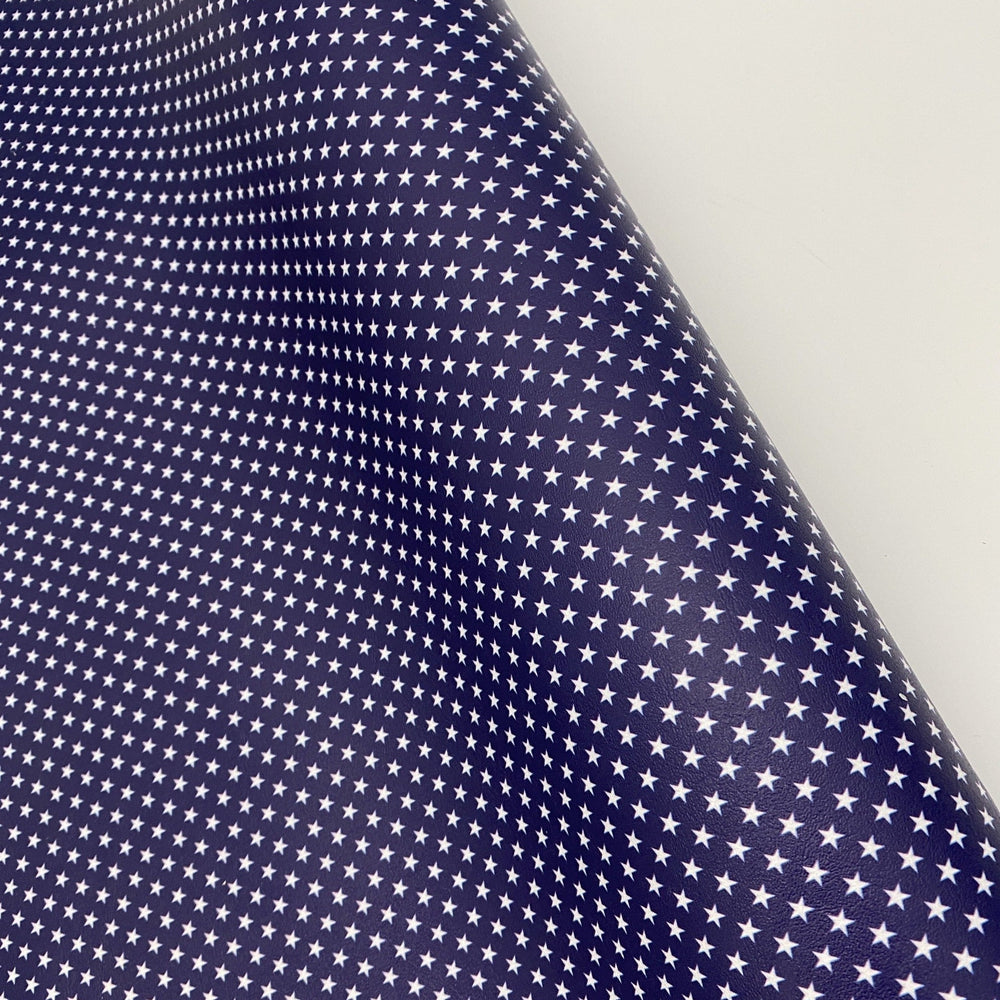 Dark Navy & Small Stars Marine Vinyl Faux Leather