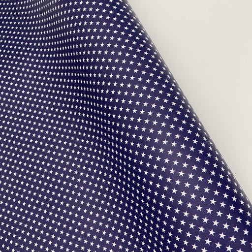 Dark Navy & Small Stars Marine Vinyl Faux Leather