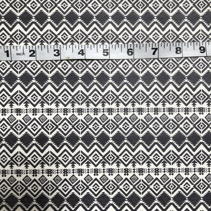 Rustic Black Aztec Printed Leather