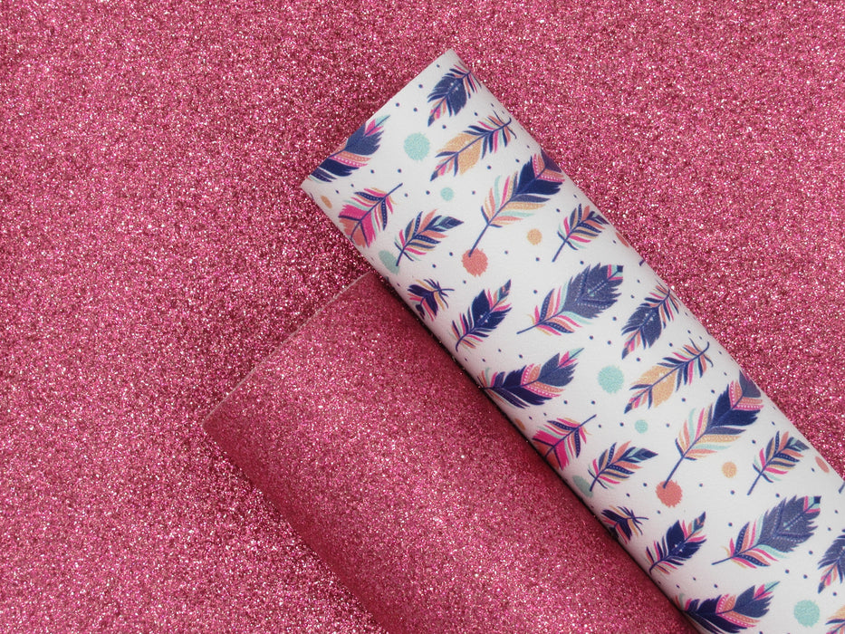Rouge Pink Extra Fine Glitter Faux Leather Sheet