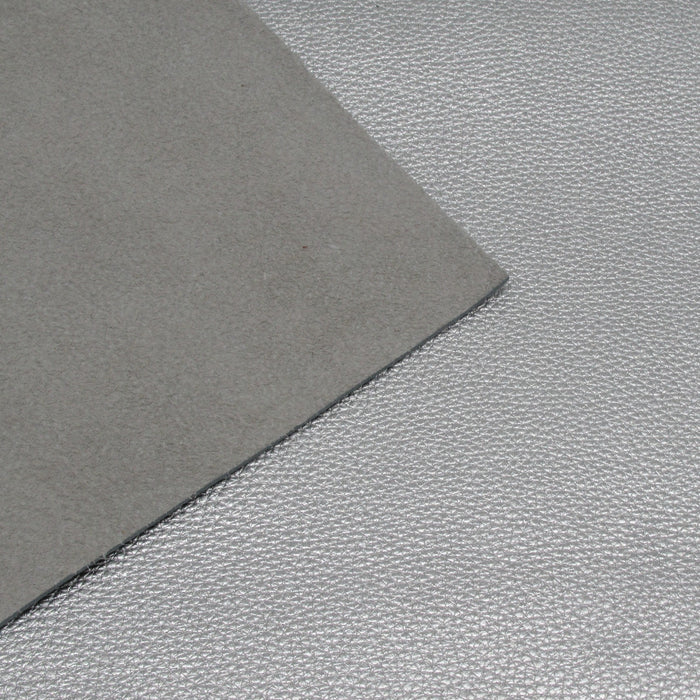 Metallic Silver Pebble Grain Cowhide