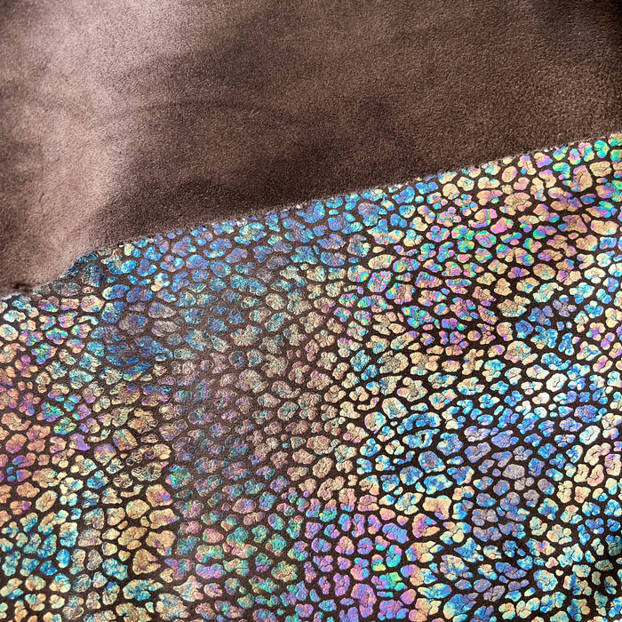 Iridescent Leopard On Brown Suede