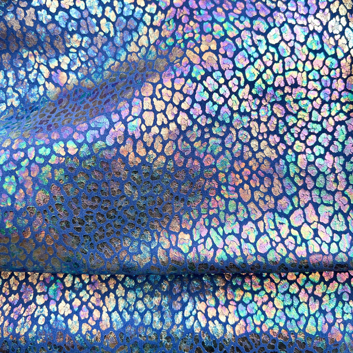 Leopard Iridescent On Blue Suede