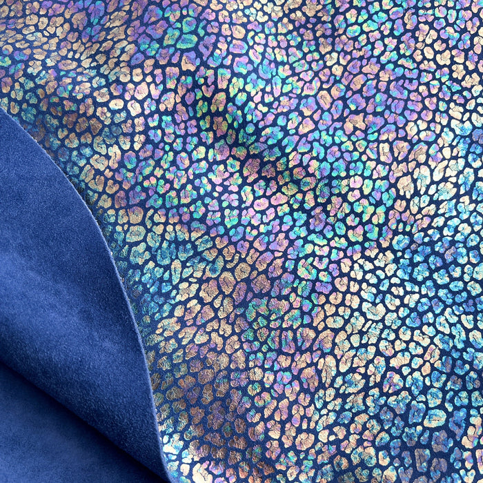 Leopard Iridescent On Blue Suede
