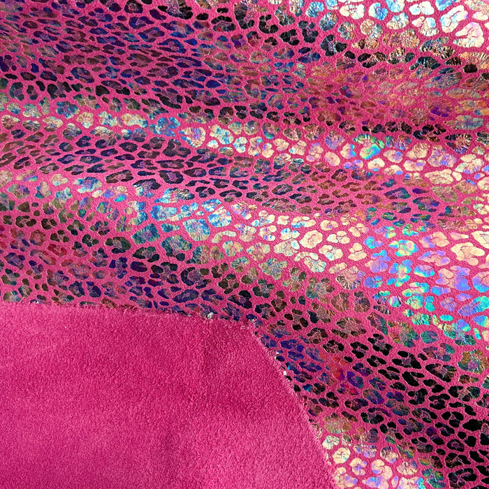 Leopard Iridescent On Pink Suede