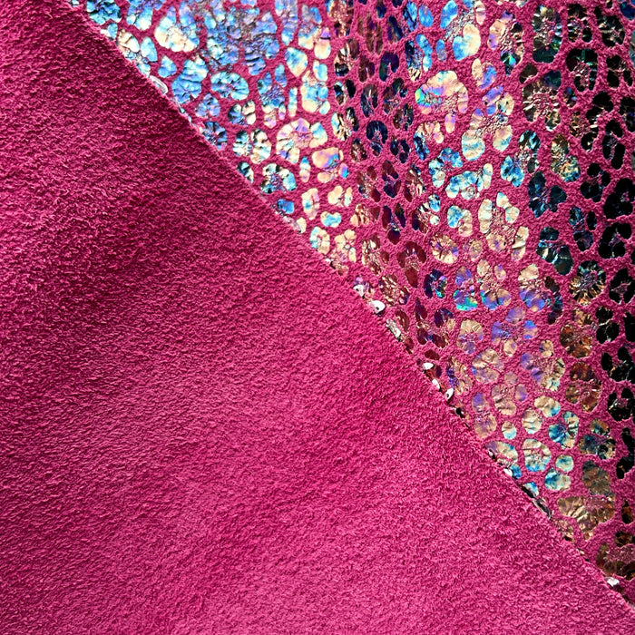 Leopard Iridescent On Pink Suede