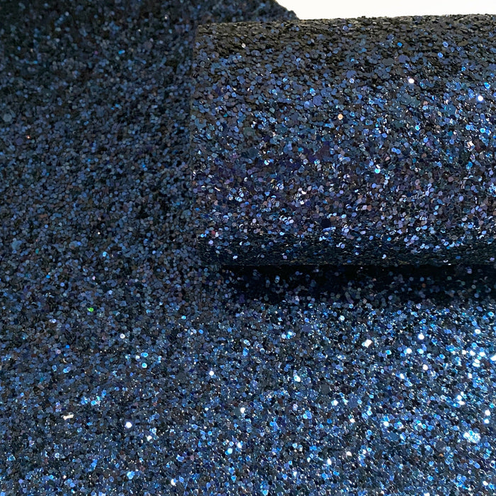 Navy Chunky Glitter Faux Leather