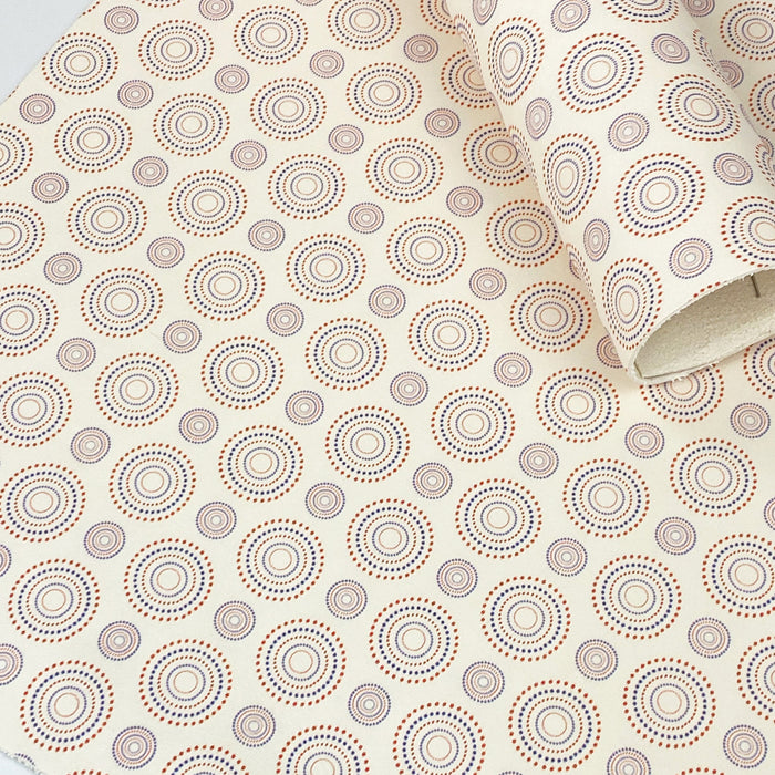 Red & Blue Circles - Printed Leather