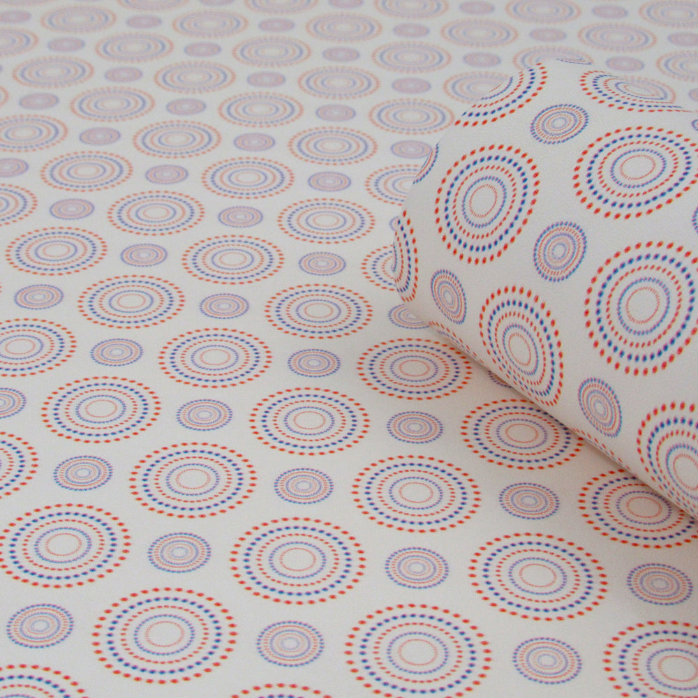 Red & Blue Circles - Printed Leather