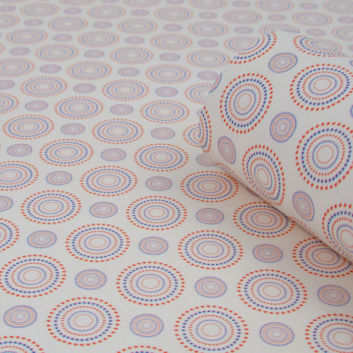 Red & Blue Circles - Printed Leather