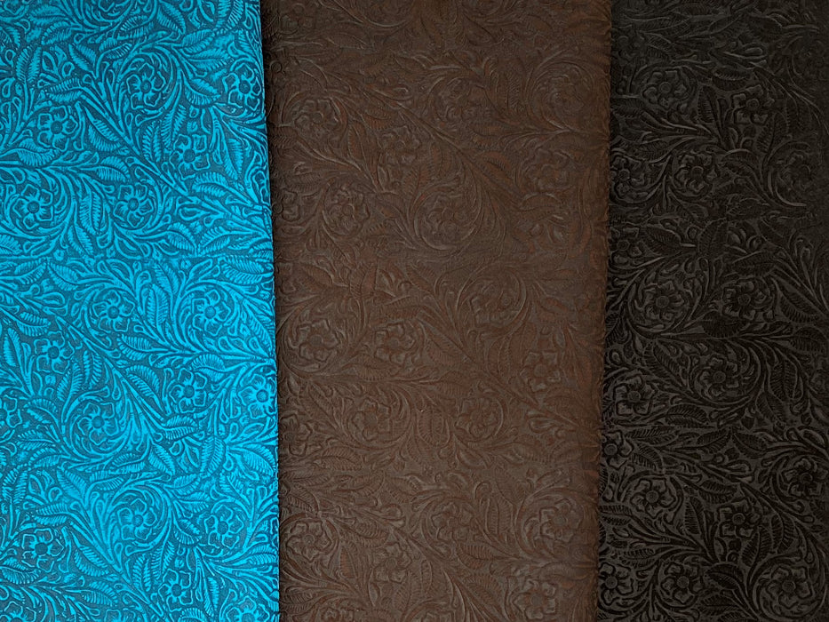 Floral Embossed Cowhide Suede