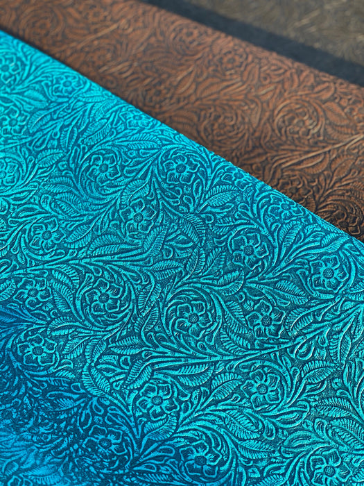 Western Floral Suede Leather Up Close
