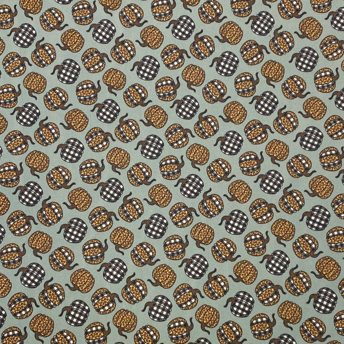 Leopard and Buffalo Plaid Pumpkin Printed Leather