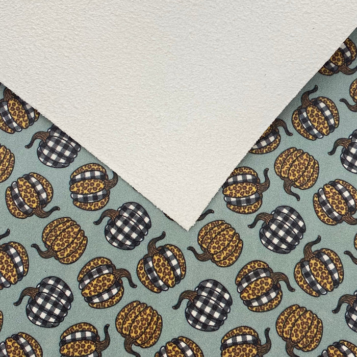 Leopard and Buffalo Plaid Pumpkin Printed Leather
