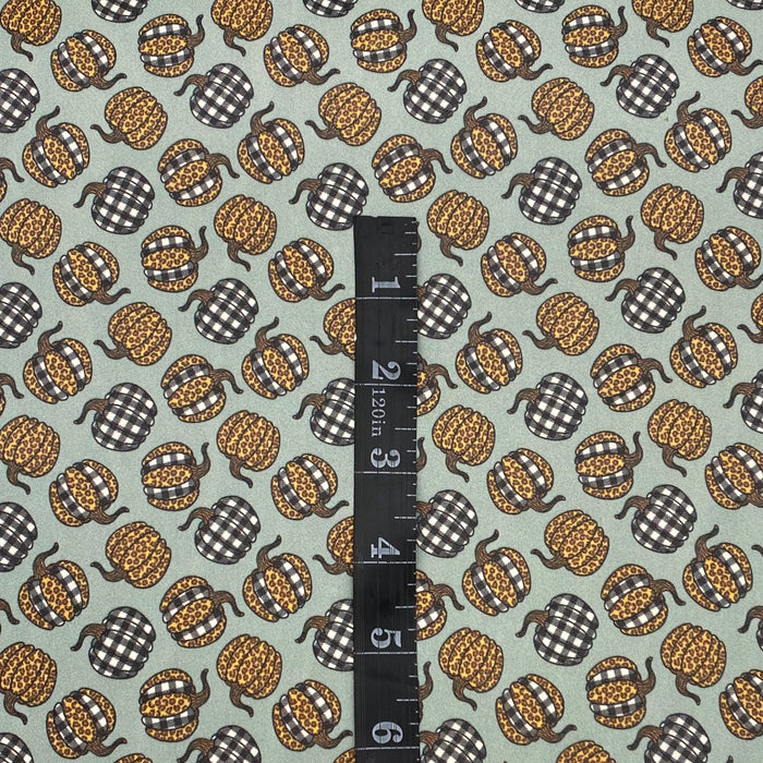 Leopard and Buffalo Plaid Pumpkin Printed Leather